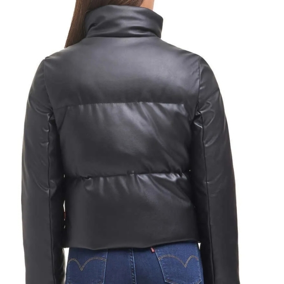 Levi’s Quilted Faux Leather Puffer Coat/Jacket Women - Picture 2 of 5
